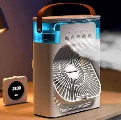Refrigerador De Ar Ventilador Umidificador Portátil Com Led Reservatório De Água Led Tipo C USB
